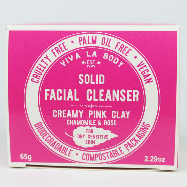 Viva La Body Facial Cleanser Creamy Pink Clay For Sensitive To Dry Skin 22g Bar