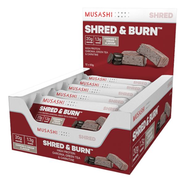 Musashi Shred & Burn Cookies & Cream 60g X 12