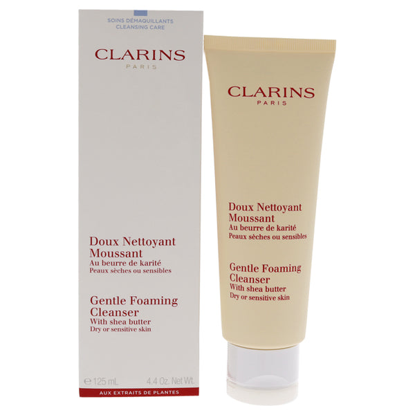Clarins Gentle Foaming Cleanser With Shea Butter Dry Sensitive Skin by Clarins for Unisex - 4.4 oz Foaming Cleanser