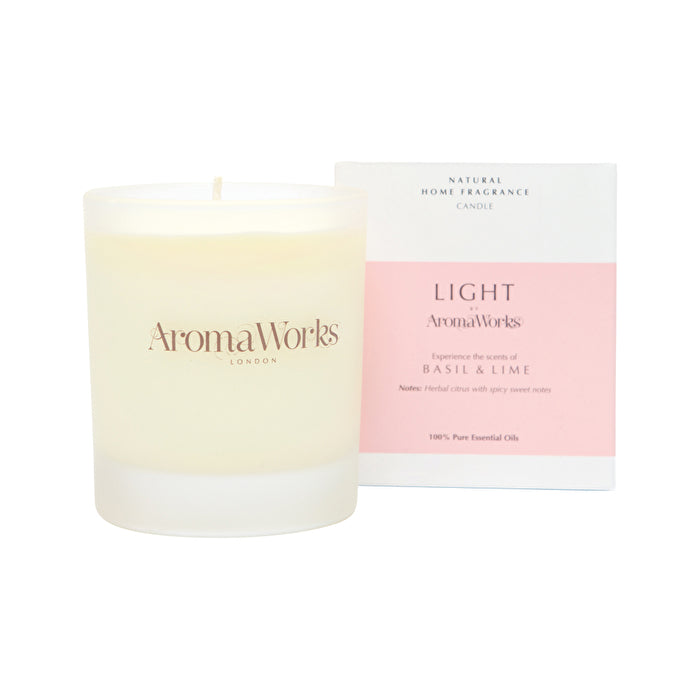 AromaWorks Light Candle Basil & Lime Medium 220g