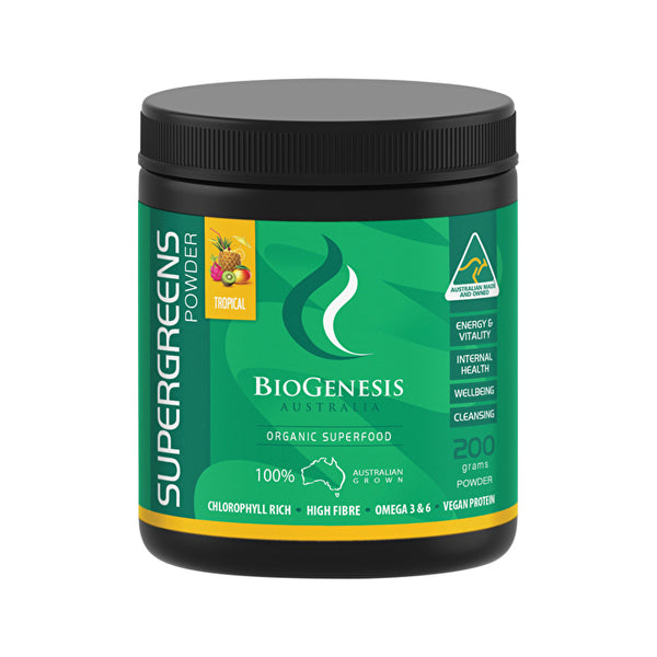 BioGenesis Australia Super Greens Tropical Fruit Powder 200g
