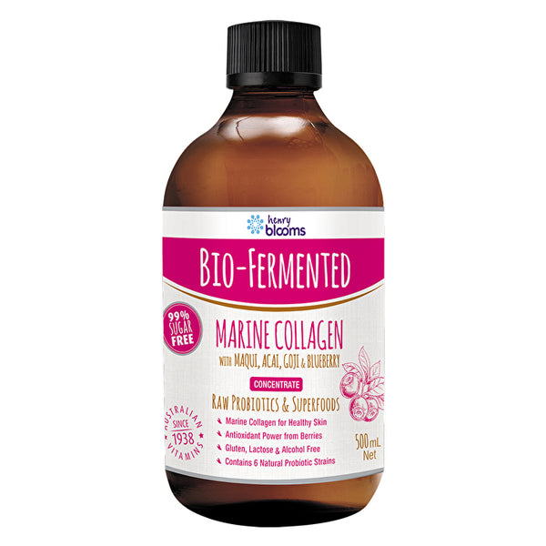 Henry Blooms Bio-Fermented Marine Collagen with Maqui, Acai, Goji & Blueberry Concentrate 500ml