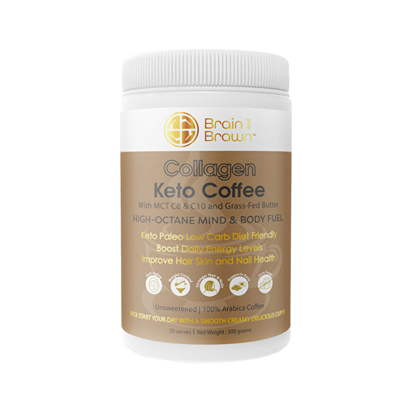 Brain And Brawn Brain and Brawn Collagen Keto Coffee (with MCT C8 & C10 and Grass-Fed Butter) Unsweetened 300g