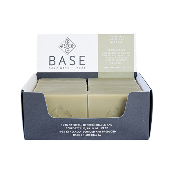 Base (Soap With Impact) Soap Bar Lavender & Green Clay (Raw Bar) 120g x 10 Display