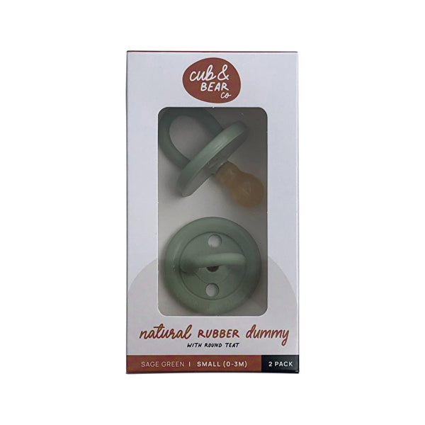 Cub And Bear Co Cub & Bear Co Natural Rubber Dummy Round Teat Small (0-3 Months) Sage Green Twin Pack