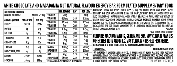CLIF Energy Bar White Chocolate Macadamia 68g