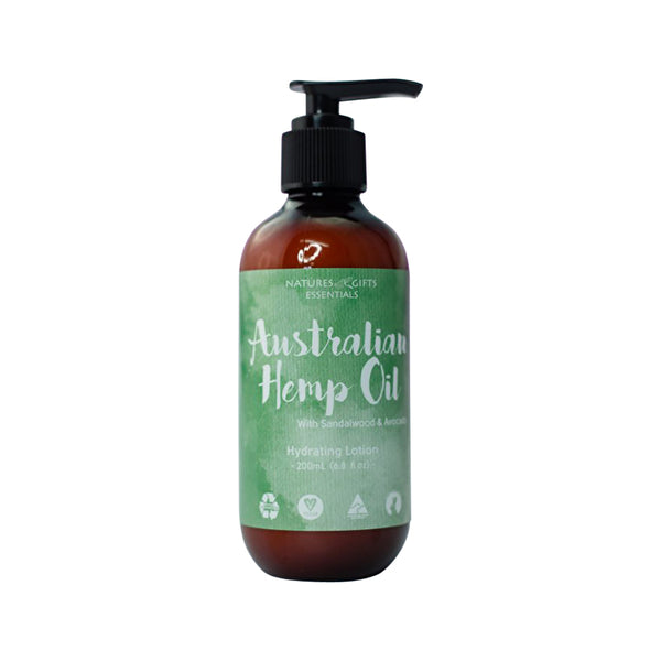 Clover Fields Natures Gifts Australian Hemp Oil with Sandalwood & Avocado Hydrating Lotion 200ml