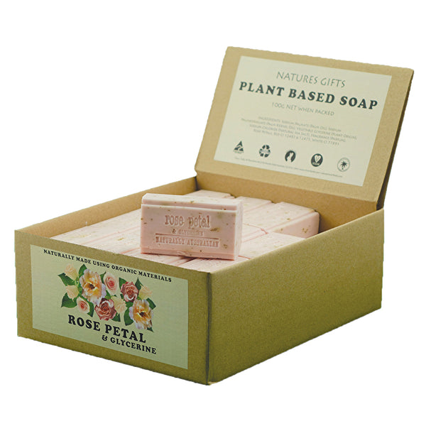 Clover Fields Natures Gifts Plant Based Soap Rose Petal & Glycerine 100g x 36 Display