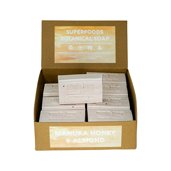 Clover Fields Superfood Botanical Manuka Honey & Almond Soap 150g x 16 Display