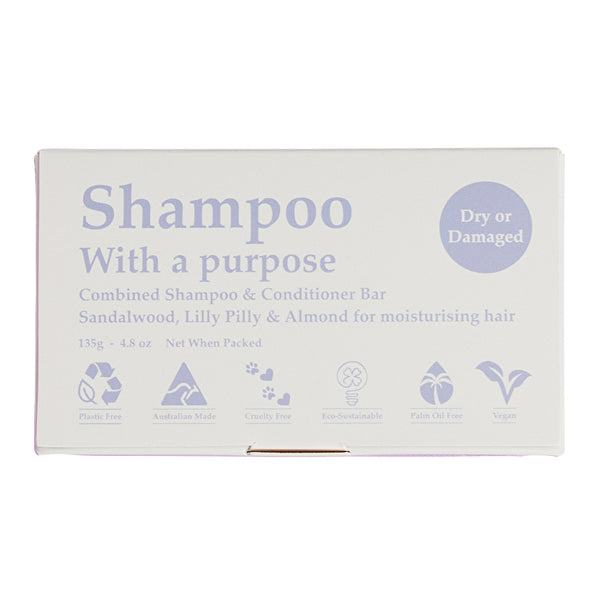 Clover Fields Shampoo with a Purpose by Clover Fields (Shampoo & Conditioner Bar) Dry or Damaged 135g