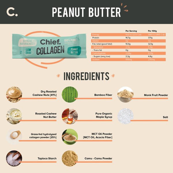 Chief Nutrition Chief Collagen Protein Bar - Peanut Butter 45g