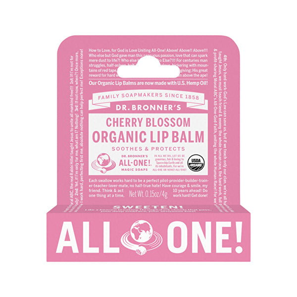 Dr. Bronner's Organic Lip Balm Hang Sell Cherry Blossom 4g x 12 Display