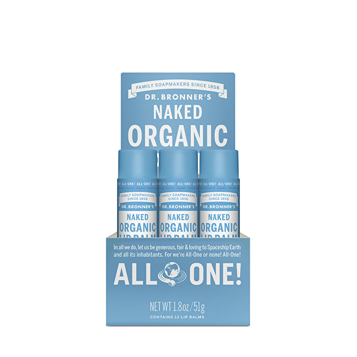 Dr. Bronner's Organic Lip Balm Naked 4g x 12 display