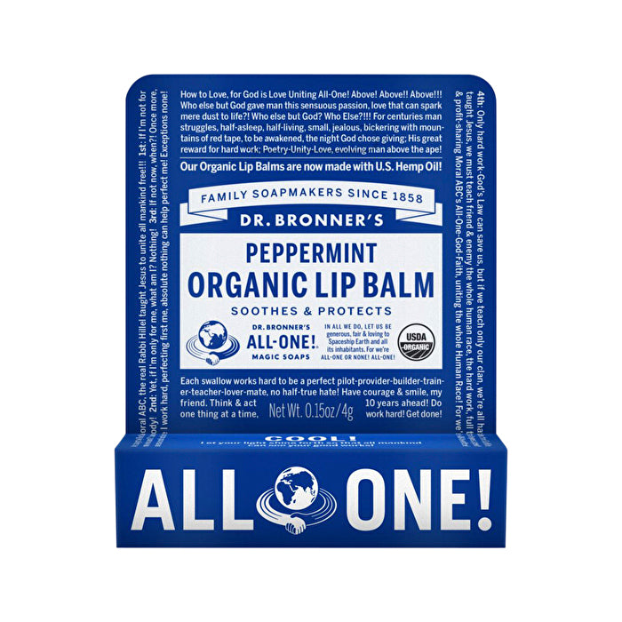 Dr. Bronner's Organic Lip Balm Hang Sell Peppermint 4g x 12 Display