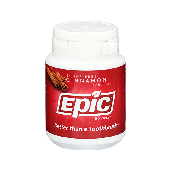 Epic Xylitol (Sugar-Free) Gum Cinnamon 50 Piece Tub