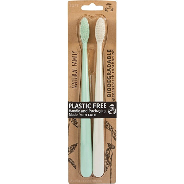 The Natural Family Co . Bio Toothbrush Ivory Desert & River Mint Twin Pack
