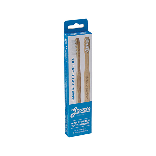 Grants Toothbrush Bamboo Adult Medium x 2 Pack