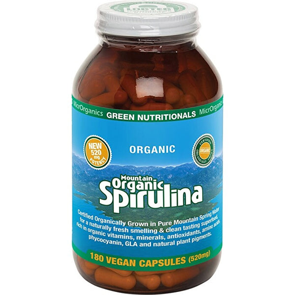 MicrOrganics Green Nutritionals Mountain Organic Spirulina 520mg 180vc