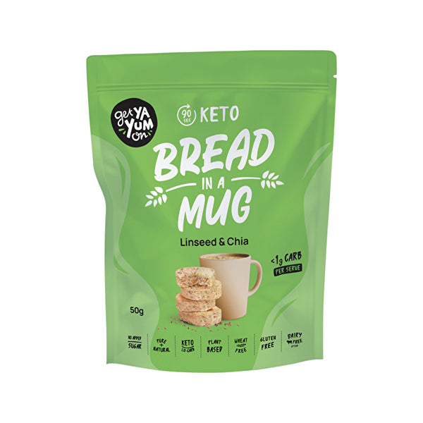 Get Ya Yum On (90 sec Keto) Bread In A Mug Linseed & Chia 50g
