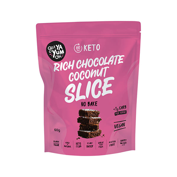 Get Ya Yum On (60 sec Keto) Rich Chocolate Coconut Slice (No Bake) 60g