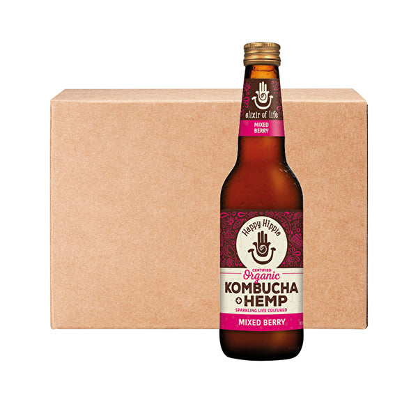 Happy Hippie Organic Kombucha + Hemp Mixed Berry 330ml x 12 Pack 7kg