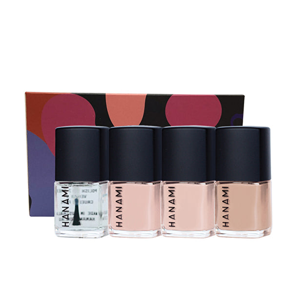 Hanami Nail Polish Collection Matinee 9ml x4 Pack (lovefool, tiny dancer, peaches, top & base coat