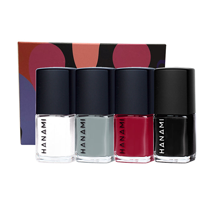 Hanami Nail Polish Collection Noir 9ml x 4Pack (Date Night, Head Snow, Cherry Baby, Pale Grey E