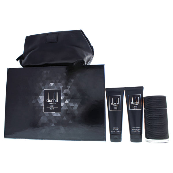 Dunhill Icon Elite by Dunhill for Men - 4 Pc Gift Set 3.4oz EDP Spray, 3oz Shower Gel, 3oz After Shave Balm, Pouch
