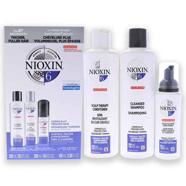 Nioxin System 6 Kit by Nioxin for Unisex - 3 Pc 1 0.1oz Shampoo, 10.1oz Conditioner, 3.38oz Treatment