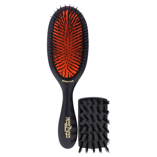 Mason Pearson Sensitive Handy Brush - SB3 Dark Ruby by Mason Pearson for Unisex - 2 Pc Hair Brush and Cleaner Brush