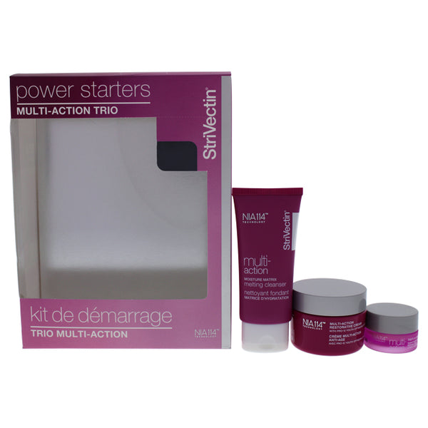 Strivectin Power Starters Multi-Action Trio by Strivectin for Unisex - 3 Pc 1oz Moisture Matrix Melting Cleanser, 0.17oz R and R Eye Cream, 1oz Restorative Cream