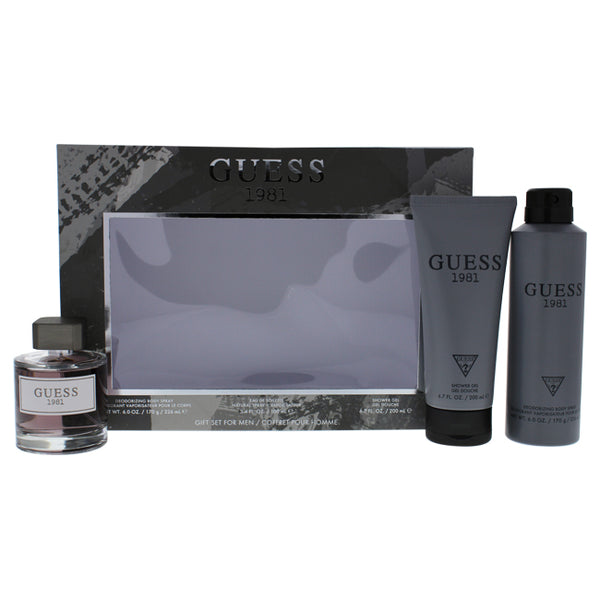 Guess Guess 1981 by Guess for Men - 3 Pc Gift Set 3.4oz EDT Spray, 6oz Deodorant Body Spray, 6.7oz Shower Gel