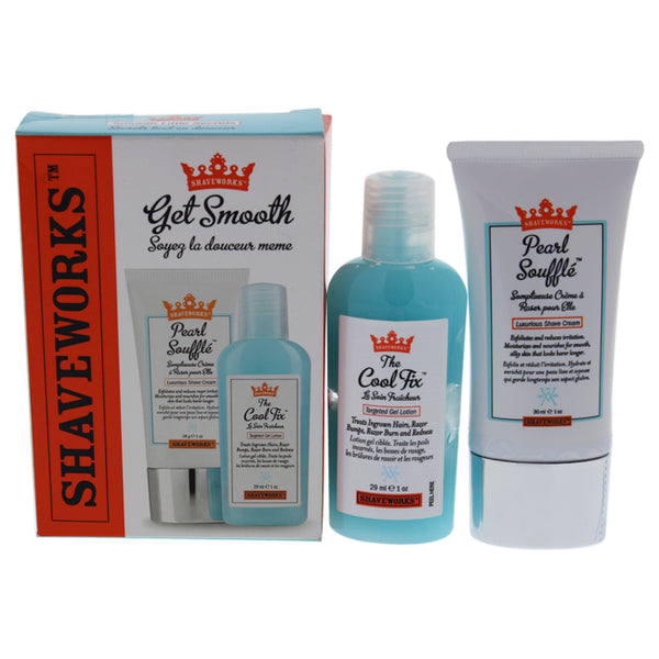 Shaveworks Get Smooth Duo by Shaveworks for Unisex - 2 Pc 1oz Pearl Souffle Shave Cream, 1oz Cool Fix Gel Lotion