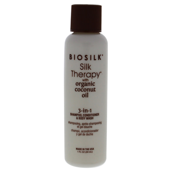 Biosilk Silk Therapy with Coconut Oil 3-In-1 by Biosilk for Unisex - 1 oz Shampoo, Conditioner and Body Wash