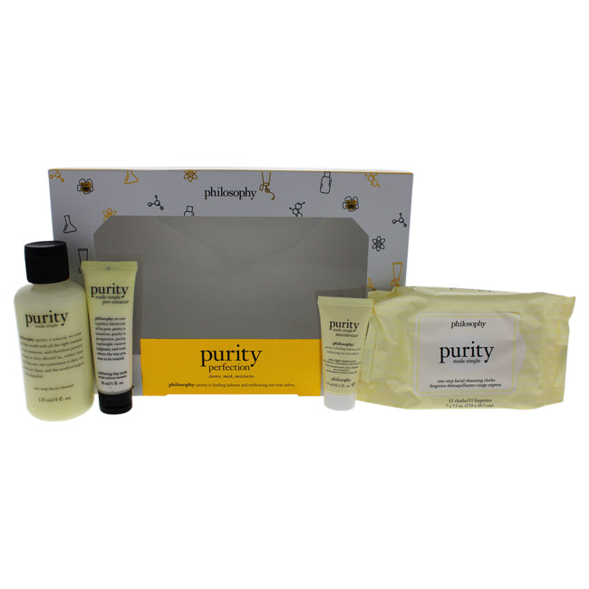 Philosophy Purity Perfection Kit by Philosophy for Unisex - 4 Pc 4oz One-Step Facial Cleanser, 0.5oz Ultra-Light Moisturizer, 1oz Pore Extractor Exfoliating Clay Mask, 15 Sheet One-step Facial Cleansing Cloths