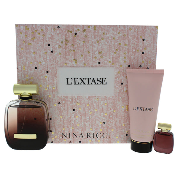 Nina Ricci LExtase by Nina Ricci for Women - 3 Pc Gift Set 2.7oz EDP Spray, 0.17oz EDP Spray, 3.4oz Body Lotion