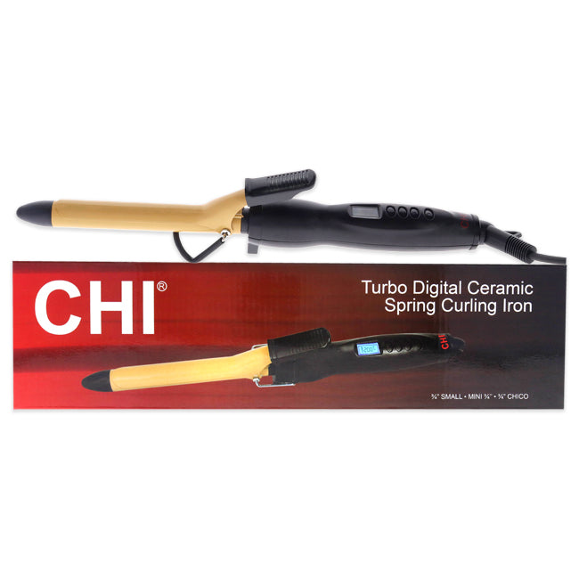 CHI Turbo Digital Ceramic Spring Curling Iron - European Plug by CHI for Unisex - 0.75 Inch Curling Iron
