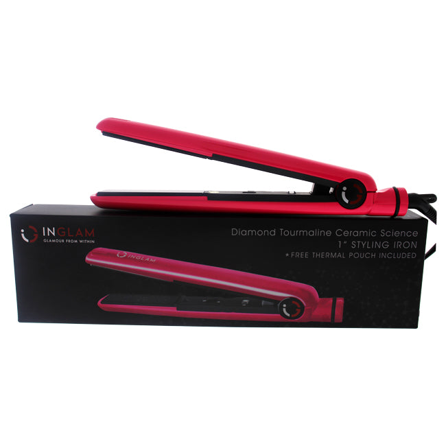 Inglam Diamond Ceramic Tourmaline Flat Iron - HSA061CP Hot Pink by Inglam for Unisex - 1 Inch Flat Iron