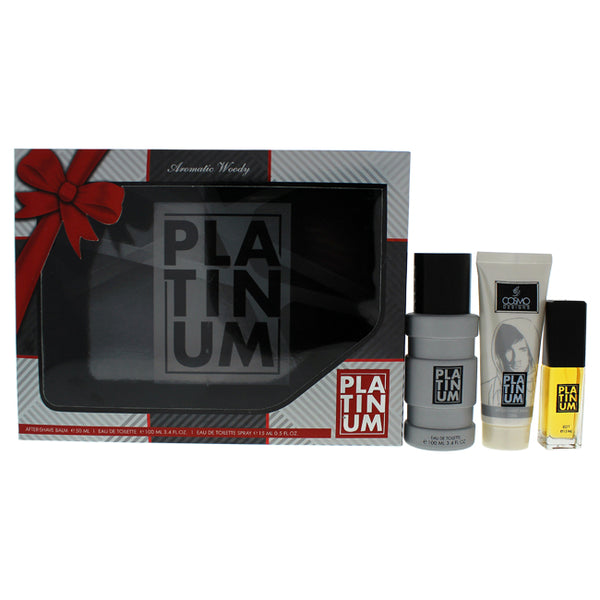 Cosmo Designs Platinum by Cosmo Designs for Men - 3 Pc Gift Set 3.4oz EDT Spray, 0.5oz EDT Spray, 1.7oz After Shave Balm