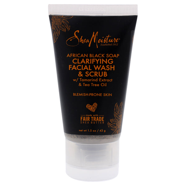 Shea Moisture African Black Soap Clarifying Facial Wash and Scrub by Shea Moisture for Unisex - 1.5 oz Cleanser