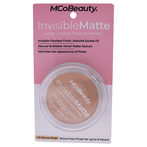 MCoBeauty Invisible Matte Long-Lasting Pressed Powder - 03 Natural Beige by MCoBeauty for Women - 0.51 oz Powder