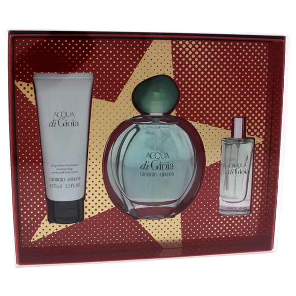 Giorgio Armani Acqua Di Gioia by Giorgio Armani for Women - 3 Pc Gift Set 3.4oz EDP Spray, 0.5oz EDP Spray, 2.5oz Body Lotion