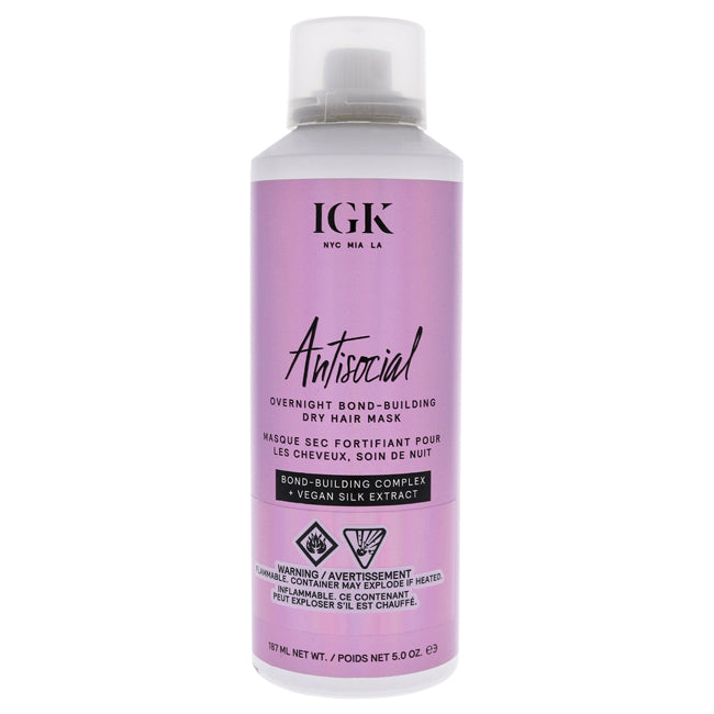 IGK Antisocial Overnight Bond Building Dry Hair Mask by IGK for Unisex - 5 oz Masque