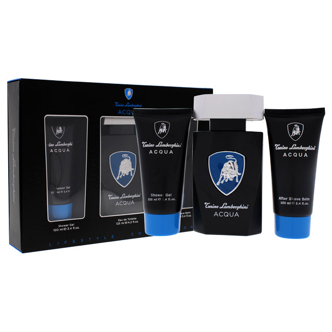 Tonino Lamborghini Acqua by Tonino Lamborghini for Men - 3 Pc Gift Set 4.2oz EDT Spray, 3.4oz Shower Gel, 3.4oz After Shave Balm