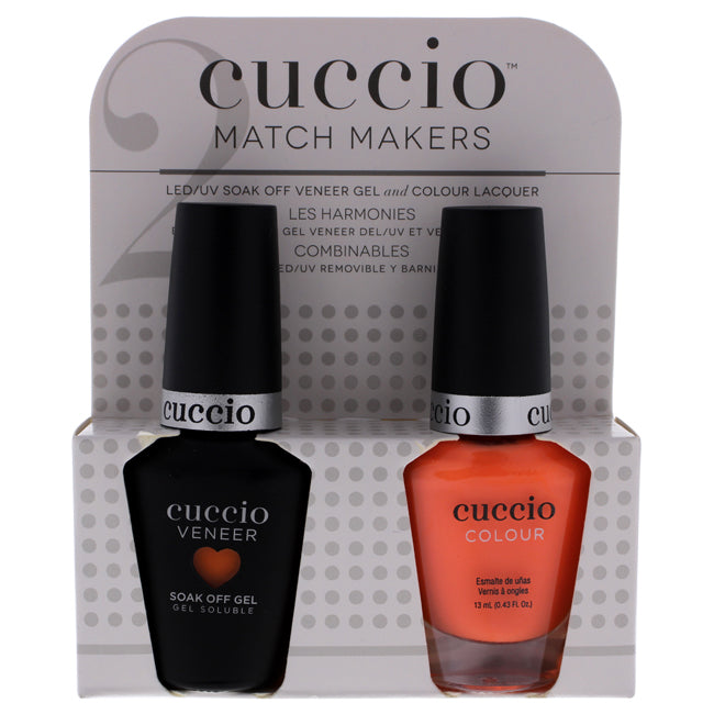 Cuccio Match Makers Set - Be Fearless by Cuccio for Women - 2 Pc 0.44oz Veneer Soak Of Gel Nail Polish, 0.43oz Colour Nail Polish