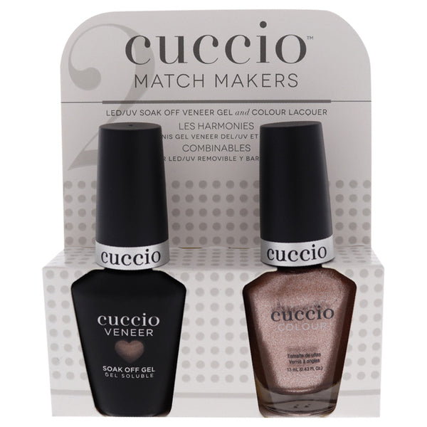 Cuccio Match Makers Set - Rose Gold Slipper by Cuccio for Women - 2 Pc 0.44oz Veneer Soak Of Gel Nail Polish, 0.43oz Colour Nail Polish