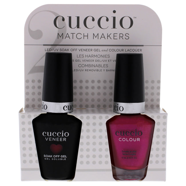 Cuccio Match Makers Set - Red Lights in Amsterdam by Cuccio for Women - 2 Pc 0.44oz Veneer Soak Of Gel Nail Polish, 0.43oz Colour Nail Polish