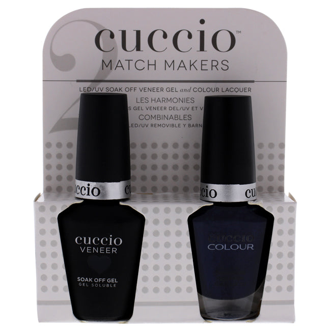 Cuccio Match Makers Set - On the Nile Blue by Cuccio for Women - 2 Pc 0.44oz Veneer Soak Of Gel Nail Polish, 0.43oz Colour Nail Polish