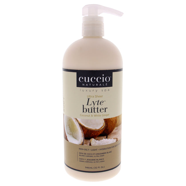 Cuccio Ultra Sheer Lyte Butter - Coconut and White Ginger by Cuccio for Unisex - 32 oz Body Butter