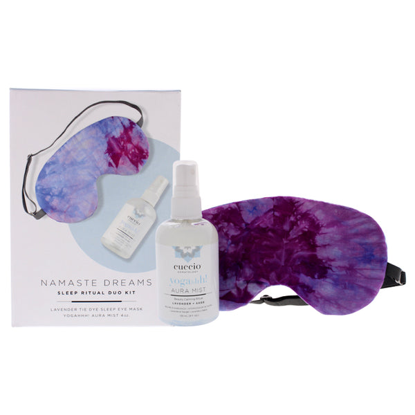 Cuccio Namaste Dreams Duo Kit by Cuccio for Unisex - 2 Pc 4oz Yogahhh Aura Mist, 1 Pc Lavender Tie Dye Sleep Eye Mask